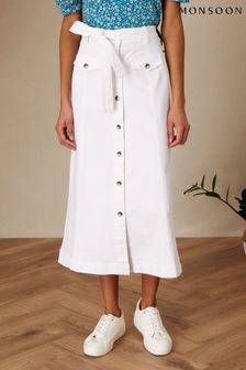 Monsoon Natural Button Through Denim Skirt (C93944) | €62