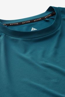 Teal Blue Active Gym & Training Textured T-Shirt (C93987) | kr155