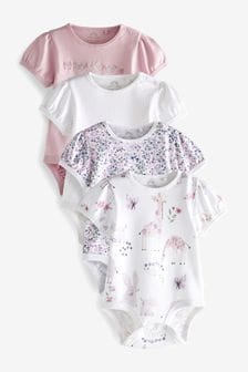 Lilac Purple Bunny Baby Short Sleeve Bodysuits 4 Pack (C94165) | $35 - $44
