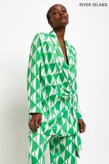 Зеленый пиджак с геометрическим узором и принтом River Island (C94439) | €26
