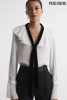 Полузеровая бархатная блузка с завязкой Reiss Azariah (C94527) | €210