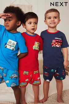 Blue/Red Emergency Cars Short Pyjama Set 3 Pack (9mths-8yrs) (C94535) | €24 - €30