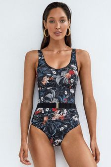 Aqua Blu Black Floral Printed Fully Lined Underwired Swimsuit (C94566) | ₪ 568