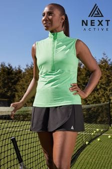 Green Next Active Zip Neck Short Sleeve Tennis Vest (C94572) | €10