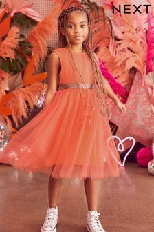 Apricot Orange Tulle Party Dress (3-16yrs) (C94648) | €32 - €40