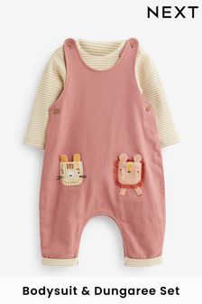 Rust Brown Woven Character Dungaree and Bodysuit Set (0mths-3yrs) (C94733) | $38 - $41