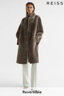 Reiss Mink Jayce Reversible Long Shearling Coat (C94748) | $1,809