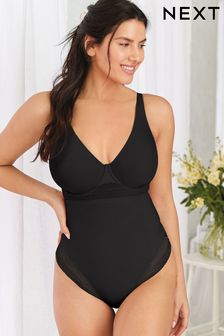 Black DD+ Lace Tummy Control Shaping No VPL, Smoothing, Wired Bodysuit (C95052) | €17