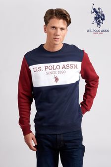 Blau - U.s. Polo Assn. Herren Sports Bb Sweatshirt mit Bahnendesign und Rundhalsausschnitt (C95137) | 74 €