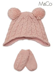 M&Co Pink Trapper Hat And Mitten Set (C95196) | 566 UAH