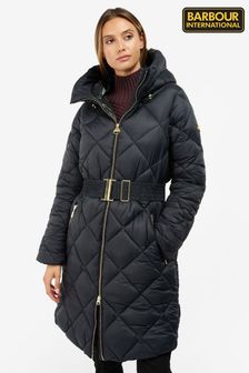 Barbour® International Black Claremont Longline Box Quilted Padded Jacket (C95240) | €140