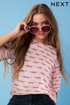 Blush Pink Scion Fox Satin Formal T-Shirt Top (C95289) | SGD 35