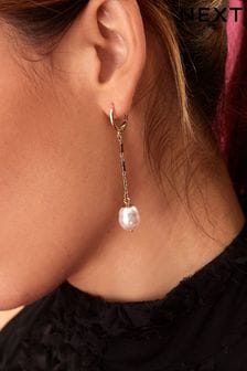 Gold Tone Pearl Drop Hoop Earrings (C95477) | 9 €