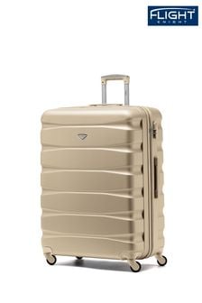 Цвет шампанского - Большой легкий чемодан в клетку на 4 колесиках Flight Knight (C95486) | €110