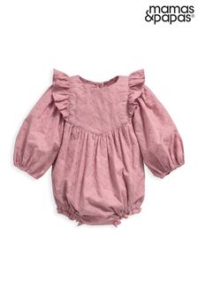 Mamas & Papas Pink Broderie Frill Romper (C95547) | $41