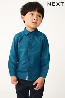 Teal Blue Long Sleeve Trimmed Oxford Shirt (3mths-7yrs) (C95586) | €10 - €12