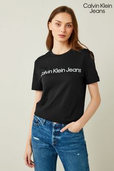 Calvin Klein Jeans Institutional T-Shirt in Slim Fit mit Logo, Schwarz (C95735) | 47 €