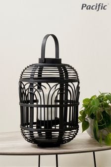 Pacific Black Bamboo And Glass Lantern (C95757) | €68