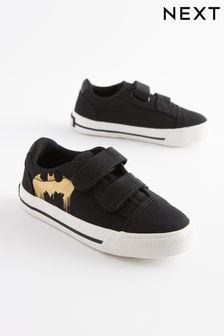 Batman Black Standard Fit (F) Strap Touch Fastening Shoes (C95811) | €18 - €21