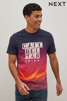 Orange Cafe Del Mar Licence Ibiza Print T-Shirt (C95829) | €12.50