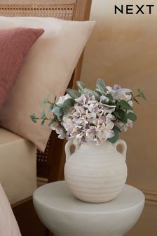Lilac Purple Artificial Hydrangea Arrangement In Terracotta Vase (C95980) | 306 SAR
