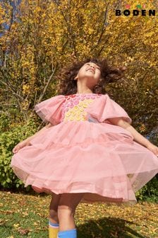 Boden Gestuftes Kleid aus Tüll mit Applikation, Pink (C95996) | 80 € - 89 €