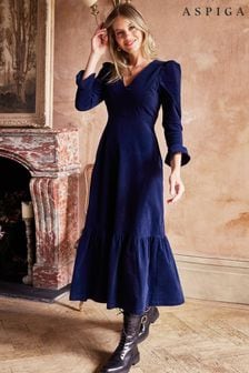 Aspiga Blue Victoria Corduroy Dress (C96171) | 788 zł