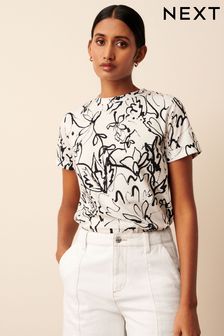 Black/White Swirl Print Short Sleeve T-Shirt (C96181) | €15