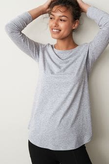 Grey Longline Long Sleeve Top (C96256) | $17