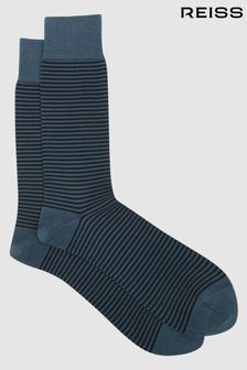 Reiss Airforce Blue/ Navy Mario Stripe Striped Socks (C96296) | kr182