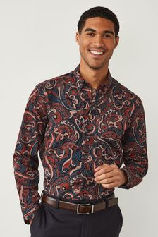 Rust Brown Long Sleeve Printed Shirt (C96485) | 45 €