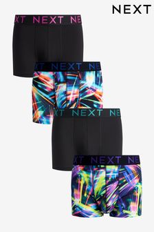 Black Bright Colour 4 pack Pattern Hipster Boxers (C96574) | $42