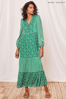 Mint Velvet Green Esme Print Tassel Maxi Dress (C96703) | 93 €
