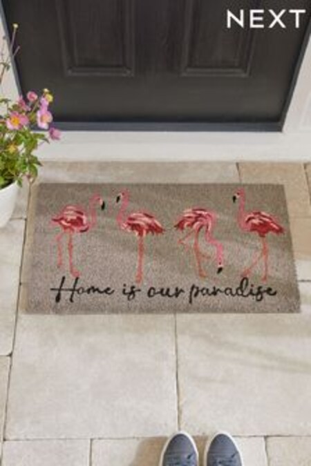 Grey Flamingo Slogan Doormat (C96709) | €21