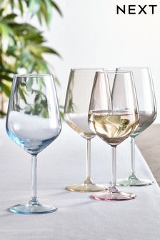 Set of 4 Multi Pastel Wine Glasses (C96830) | €33