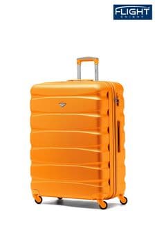 برتقالي - حقيبة سفر كبيرة صلبة خفيفة 4 عجلات من Flight Knight (C96878) | 444 د.إ