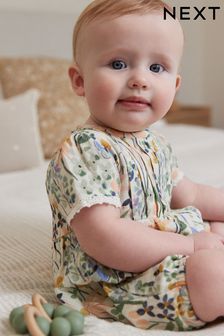 Green Floral Baby Playsuit (0mths-2yrs) (C96886) | €8.50 - €10