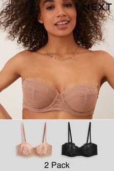 Black/Nude Non Pad Strapless Bras 2 Pack (C97091) | OMR12