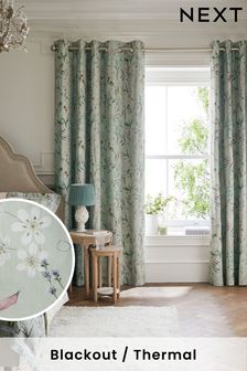 Sage Green Next Regency Floral Eyelet Blackout/Thermal Curtains (C97099) | kr502 - kr1,172