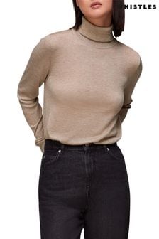 Krem svetleč pleten pulover s polo ovratnikom Whistles (C97152) | €53