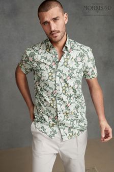 Green Leicester Slim Fit Short Sleeve Morris & Co. Shirt (C97232) | R625 - R703