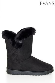 Evans Roxy Black Faux Fur Boots (C97598) | kr920