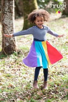 Frugi Organic Cotton Stripe Rainbow Skater Dress (C97703) | €43 - €45