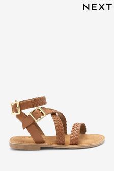 Tan Brown Leather Gladiator Sandals (C97886) | €20 - €25