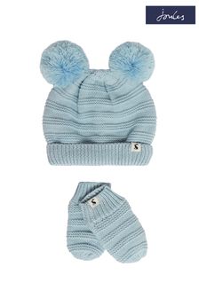 Joules Blue Pom Knitted Hat And Glove Set (C98070) | €10.50