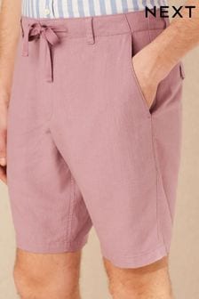 Pink Drawstring Linen Blend Shorts (C98098) | €14.50