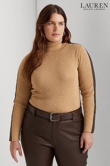 Kamelje rjav pulover z zavihanim ovratnikom za močnejše postave Lauren Ralph Lauren Amanada (C98129) | €64