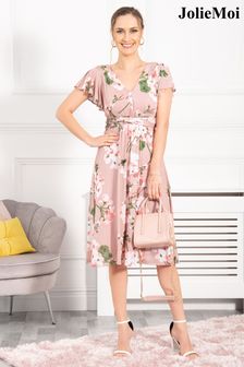Jolie Moi Pink Shirley Floral Mesh Midi Dress (C98152) | €32