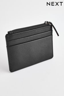 Черный - Leather Zipped Card Holder (C98254) | €15
