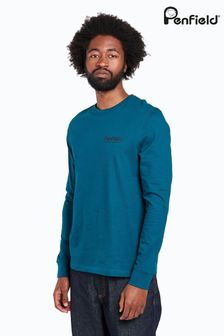 Penfield Blue Sketch Mountain Back Graphic Long-Sleeved T-Shirt
